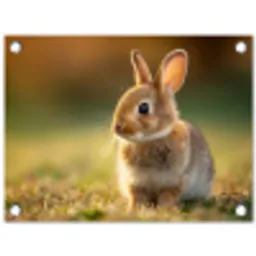 Konijntje - Bruin - Gras tuinposter los doek klein -3d