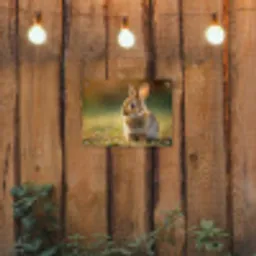 Konijntje - Bruin - Gras tuinposter los doek klein -sfeer1