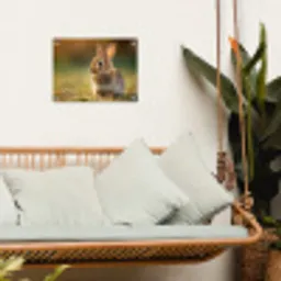 Konijntje - Bruin - Gras tuinposter los doek klein -sfeer7