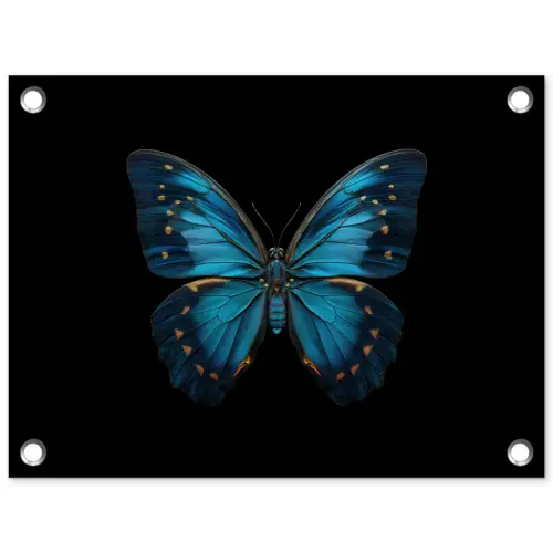 Vlinder - Blauw - Contrast tuinposter los doek klein -3d