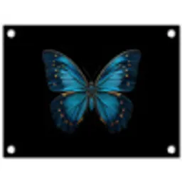 Vlinder - Blauw - Contrast tuinposter los doek klein -3d