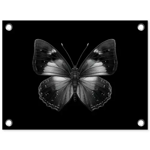 Vlinder - Grijs - Mysterieus tuinposter los doek klein -3d