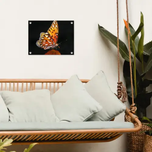 Vlinder op bloem tuinposter los doek klein -sfeer7