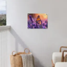 Vlinder op lavendel bij zonsondergang tuinposter los doek klein -sfeer8