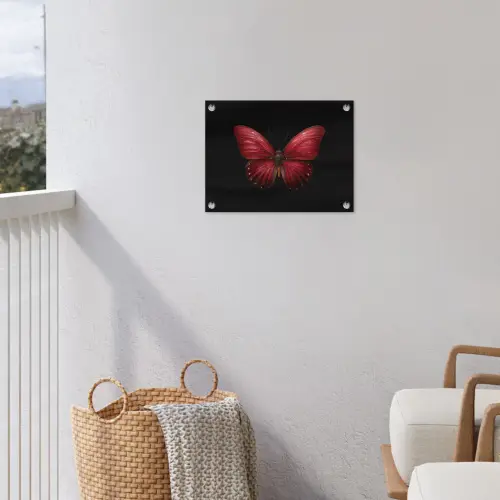 Vlinder - Rood - Minimalistisch tuinposter los doek klein -sfeer8