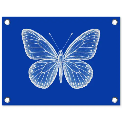 Vlinder - Wit - Getekend - Stippen tuinposter los doek klein -3d