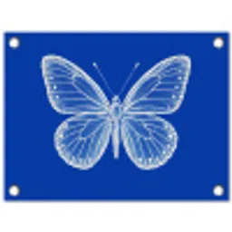 Vlinder - Wit - Getekend - Stippen tuinposter los doek klein -3d