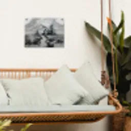 Hut - Grijs - Bergen - Mistig tuinposter los doek klein -sfeer7