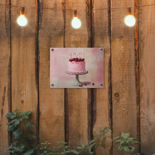 Taart - Pink - Cherry tuinposter los doek klein -sfeer1