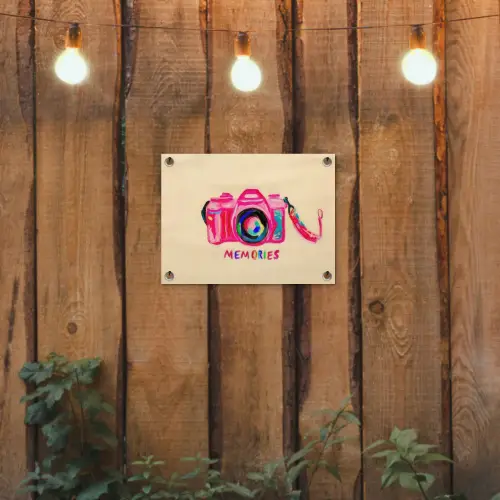 Camera - Memories - Roze - Geschilderd tuinposter los doek klein -sfeer1