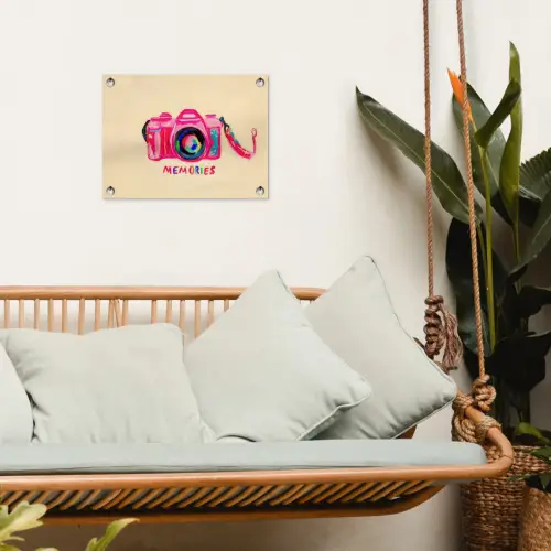 Camera - Memories - Roze - Geschilderd tuinposter los doek klein -sfeer7