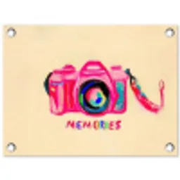 Camera - Memories - Roze - Geschilderd tuinposter los doek klein -3d
