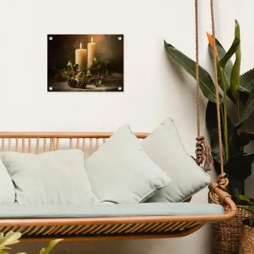 Kaarslicht - Kerst - Veelkleurig tuinposter los doek klein -sfeer7