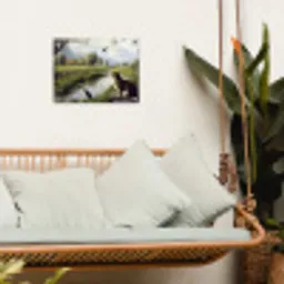 Kat - Beekje - Weide tuinposter los doek klein -sfeer7
