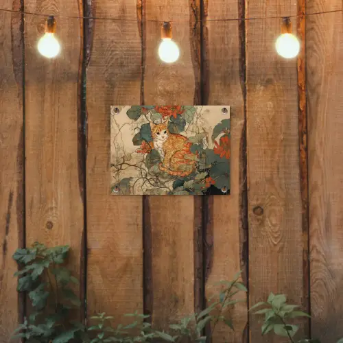 Kat - Sierlijk - Bloemen tuinposter los doek klein -sfeer1
