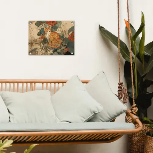 Kat - Sierlijk - Bloemen tuinposter los doek klein -sfeer7