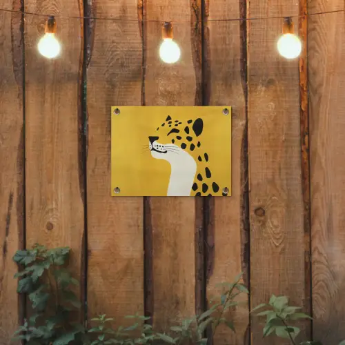 Cheetah - Illustratie - Geel tuinposter los doek klein -sfeer1