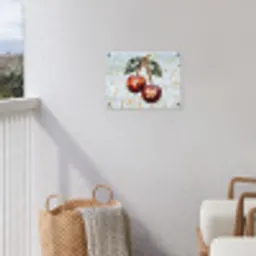 Kersen - Rood - Mozaïek - Blaadjes tuinposter los doek klein -sfeer8