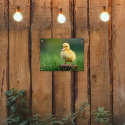 Kuiken - Eend - Geel - Gras tuinposter los doek klein -sfeer1