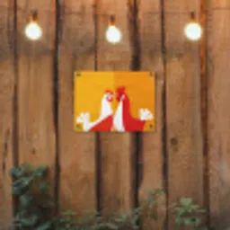 Kippen - Oranje - Vlakken tuinposter los doek klein -sfeer1