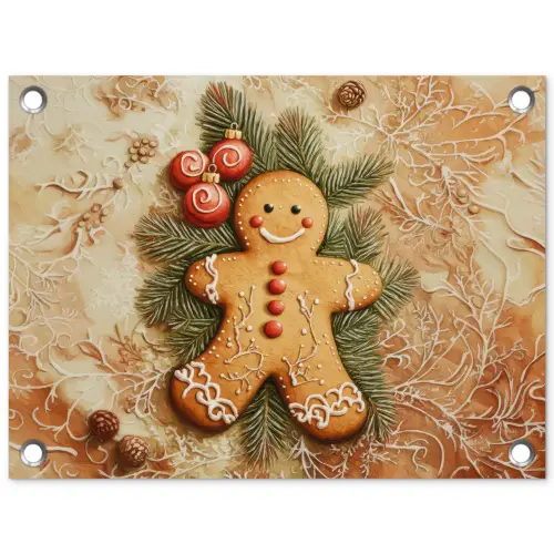 Kerstmis - Koekje - Poppetje - Speculaas tuinposter los doek klein -3d