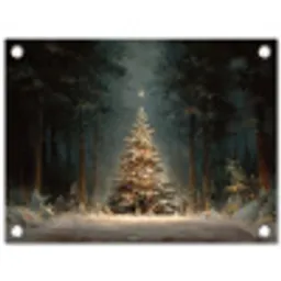 Kerstboom - Bos - Sneeuw - meerkleurig tuinposter los doek klein -3d