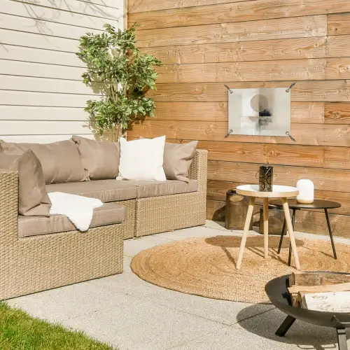 Cirkel - Compositie - Diepte - Beige tuinposter los doek klein -sfeer4