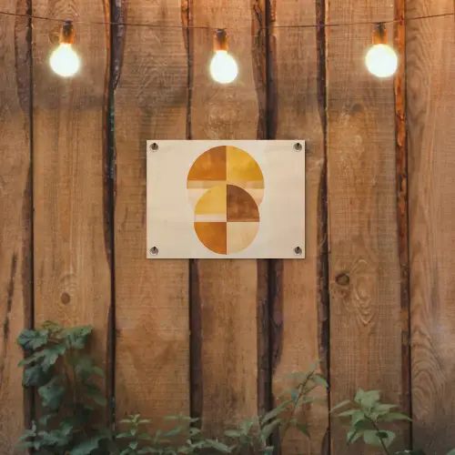 Cirkels - Geel - Minimalistisch tuinposter los doek klein -sfeer1