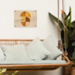 Cirkels - Geel - Minimalistisch tuinposter los doek klein -sfeer7