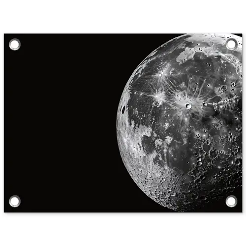 Close-up - Maan - Wit - Textuur tuinposter los doek klein -3d
