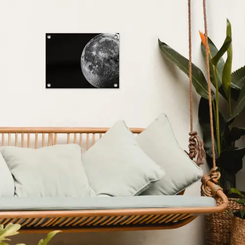 Close-up - Maan - Wit - Textuur tuinposter los doek klein -sfeer7