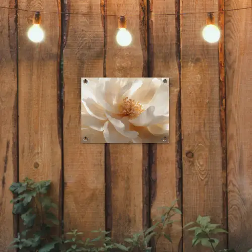 Close up - Pioenroos - Wit tuinposter los doek klein -sfeer1