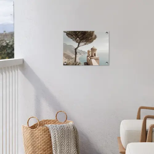 Kust - Klif - Boom - Gebouw tuinposter los doek klein -sfeer8