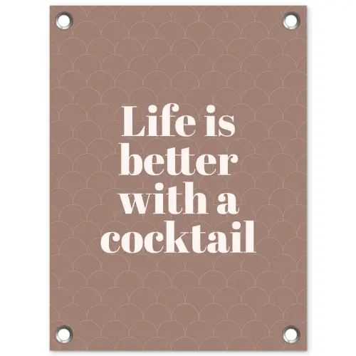 Cocktail - Tekst - Patroon - Wit tuinposter los doek klein -3d