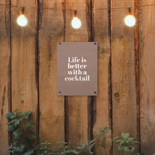 Cocktail - Tekst - Patroon - Wit tuinposter los doek klein -sfeer1