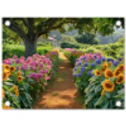 Kleurrijk Tuinpad tuinposter los doek klein -3d