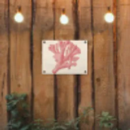 Koraal - Stipjes - Roze tuinposter los doek klein -sfeer1