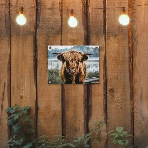 Koeien - Schotse hooglander - Bruin - Natuur tuinposter los doek klein -sfeer1