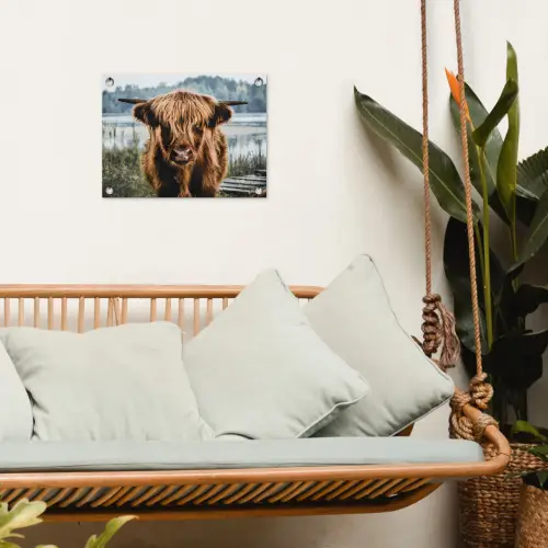 Koeien - Schotse hooglander - Bruin - Natuur tuinposter los doek klein -sfeer7