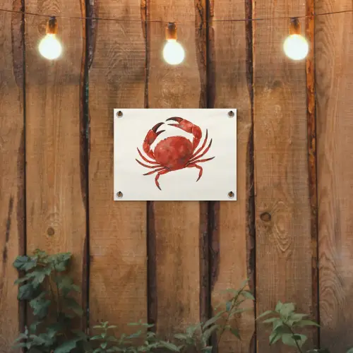 Krab - Felrood - Poten tuinposter los doek klein -sfeer1
