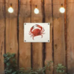 Krab - Felrood - Poten tuinposter los doek klein -sfeer1
