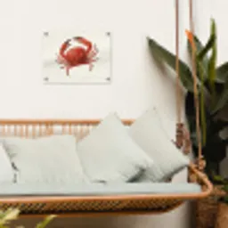 Krab - Felrood - Poten tuinposter los doek klein -sfeer7