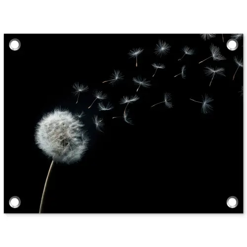 Paardenbloem - Zwart - Natuur tuinposter los doek klein -3d