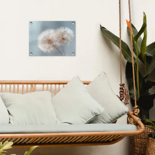 Paardenbloemen - Pluisjes - Wit tuinposter los doek klein -sfeer7