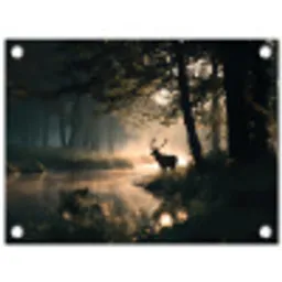 Hert - Bosbeek - Mystiek tuinposter los doek klein -3d