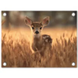 Hert - Graanveld - Bruin tuinposter los doek klein -3d