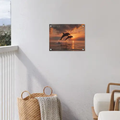 Dolfijnen - Zee - Realistisch tuinposter los doek klein -sfeer8