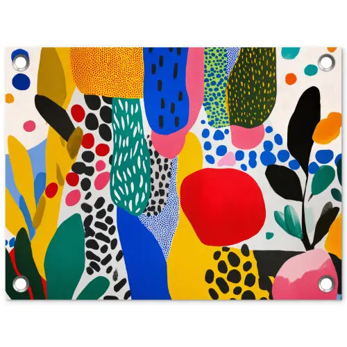 Stippen - Vormen - Modern - Kleuren tuinposter los doek klein -3d