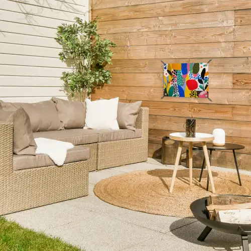 Stippen - Vormen - Modern - Kleuren tuinposter los doek klein -sfeer4