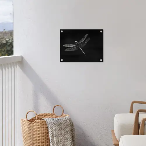 Libelle - Dieren - Zwart - Insect tuinposter los doek klein -sfeer8